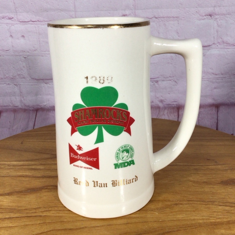 Vintage 1989 Shamrocks Against Muscular Dystrophy Ceramic Stein